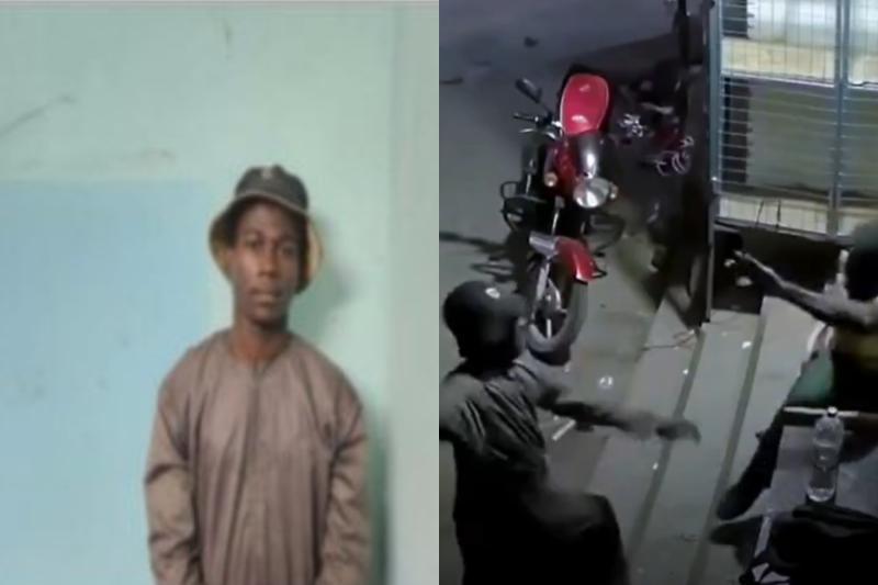 Collage photo of a suspect who was captured on CCTV attacking a watchman in Mombasa.